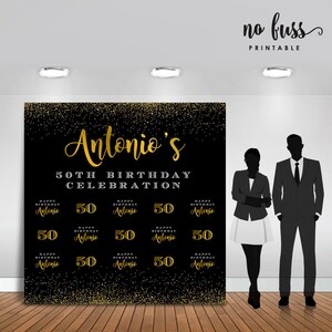 Stap en herhaal verjaardagsachtergrond | Feestbanner | Poster | Bewegwijzering | Gepersonaliseerd | ALLEEN afdrukbaar | Verjaardagsachtergrond | SR07