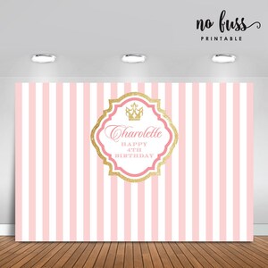 Pink and Gold Princess Backdrop | Princess Party Banner | Poster | Signage | Personalised | Printable ONLY | Birthday Backdrop