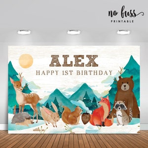 Telón de fondo del bosque / Estandarte de fiesta / Póster / Señalización / Personalizado / Imprimible SOLAMENTE / Telón de fondo de cumpleaños