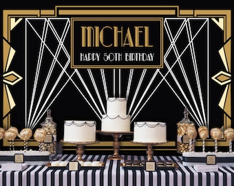 Great Gatsby Backdrop | Adults Party Banner | Poster | Signage | Personalised | Printable ONLY | Birthday Backdrop