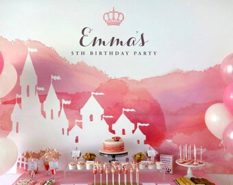 Pink Castle Backdrop | Party Banner | Poster | Signage | Personalised | Printable ONLY | Birthday Backdrop