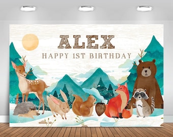 Woodland Backdrop | Party Banner | Poster | Signage | Personalised | Printable ONLY | Birthday Backdrop