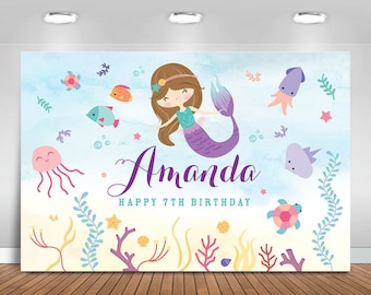 Mermaid Backdrop | Banner | Poster | Signage | Personalised | Printable ONLY | Birthday Backdrop