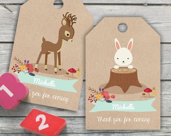 Woodland Animals Thank You Tag |  Favour Tag | Editable PDF File | Instant Download | Personalize at home with Adobe Reader