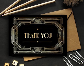 10 x Great Gatsby Thank You Cards dark version 