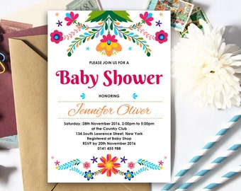 Fiesta Baby Shower Invitation | 5x7 | Editable PDF | Instant Download | Personalize at home with Adobe Reader