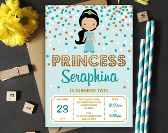 Princess Jasmine Invitation | 5x7 | Editable PDF File | Instant Download | Personalize at home with Adobe Reader