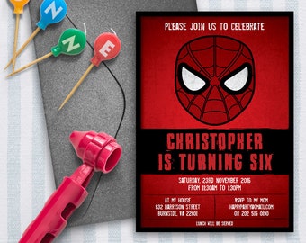Spiderman Superhero Invitation | Birthday | 5x7 | Editable PDF File | Instant Download | Personalize at home with Adobe Reader
