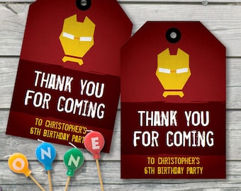 Iron Superhero Thank You Tag |  Favour Tag | Editable PDF File | Instant Download | Personalize at home with Adobe Reader