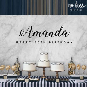 Marble Backdrop | Adults Party Banner | Poster | Signage | Personalised | Printable ONLY | Birthday Backdrop