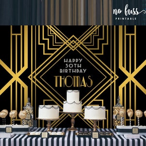 Great Gatsby Backdrop | Adults Party Banner | Poster | Signage | Personalised | Printable ONLY | Birthday Backdrop