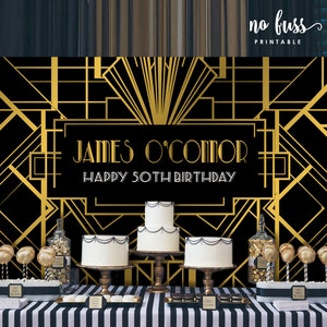 Great Gatsby Backdrop Digital File | Printable | Party Banner | Personalised | Custom | Birthday | Adult | Wedding | Retirement | Bridal
