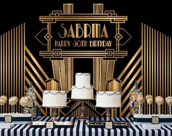 Great Gatsby Backdrop Digital File | Printable | Party Banner | Personalised | Custom | Birthday | Adult | Wedding | Retirement | Bridal