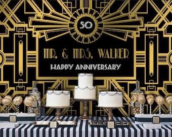 Great Gatsby Backdrop | Adults Party Banner | Poster | Signage | Personalised | Printable ONLY | Birthday Backdrop