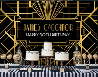 Great Gatsby Backdrop Digital File | Printable | Party Banner | Personalised | Custom | Birthday | Adult | Wedding | Retirement | Bridal