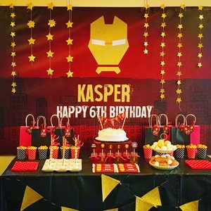 Iron Superhero Backdrop Party Banner Poster Signage Personalised Printable ONLY Birthday Backdrop image 1