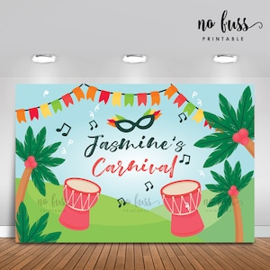 Brazilian Carnival Backdrop | Music Party Banner | Poster | Signage | Personalised | Printable ONLY | Birthday Backdrop