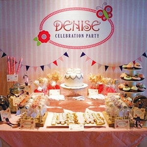 Baby Girl Christening Backdrop | Baptism Celebration | Banner | Poster | Signage | Personalised | Printable ONLY | Birthday Backdrop