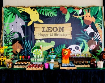 Jungle Backdrop | Party Banner | Poster | Signage | Personalised | Printable ONLY | Birthday Backdrop