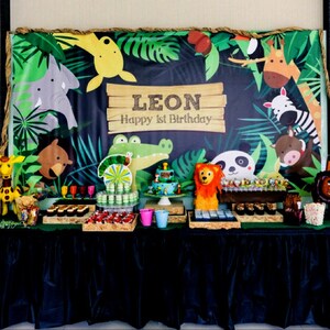 Telón de fondo de la selva / Banner de fiesta / Póster / Señalización / Personalizado / Imprimible SOLAMENTE / Telón de fondo de cumpleaños
