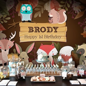 Woodland Backdrop | Party Banner | Poster | Signage | Personalised | Printable ONLY | Birthday Backdrop