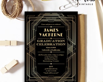 art deco invites etsy
