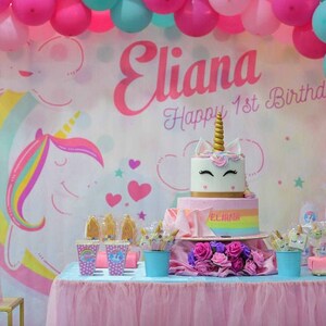 Unicorn Backdrop | Party Banner | Poster | Signage | Personalised | Printable ONLY | Birthday Backdrop