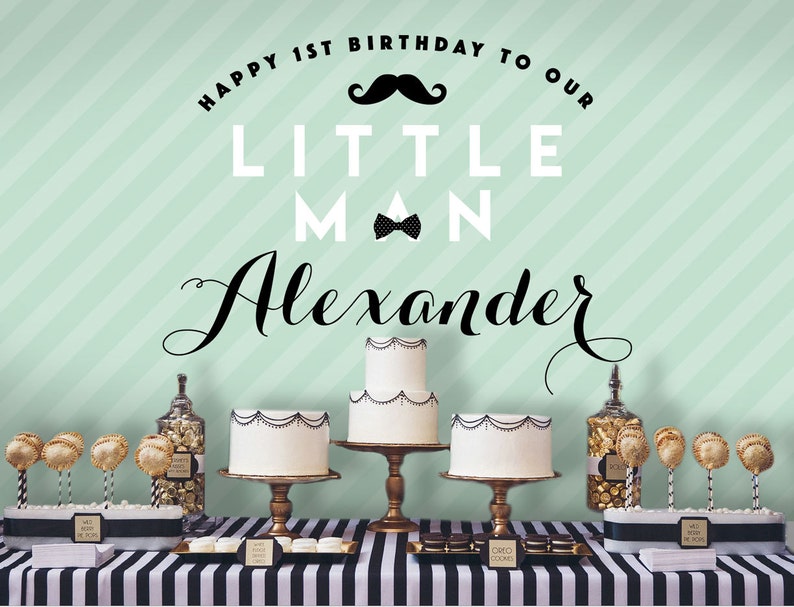 Personalised Printable ONLY Poster Signage Party Banner Little Man Backdrop Birthday Backdrop