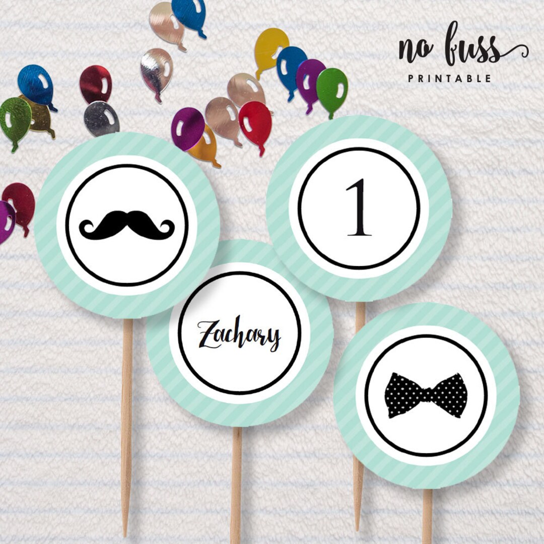 Little Man Cupcake Topper Editable PDF File Instant Download ...