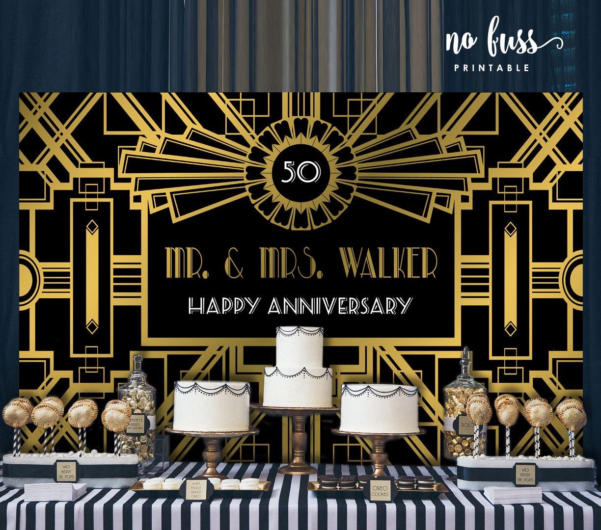 Great Gatsby Backdrop Adults Party Banner Poster Signage - Etsy Sweden