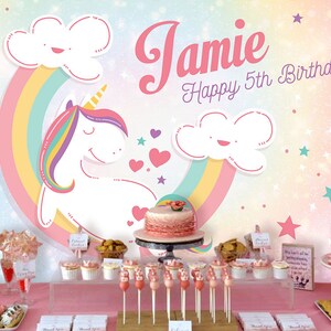 Sfondo unicorno / Banner per feste / Poster / Segnaletica / Personalizzato / SOLO stampabile / Sfondo di compleanno