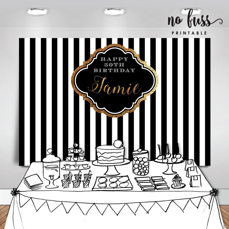 Black and White Backdrop Adults Party Banner Poster Etsy