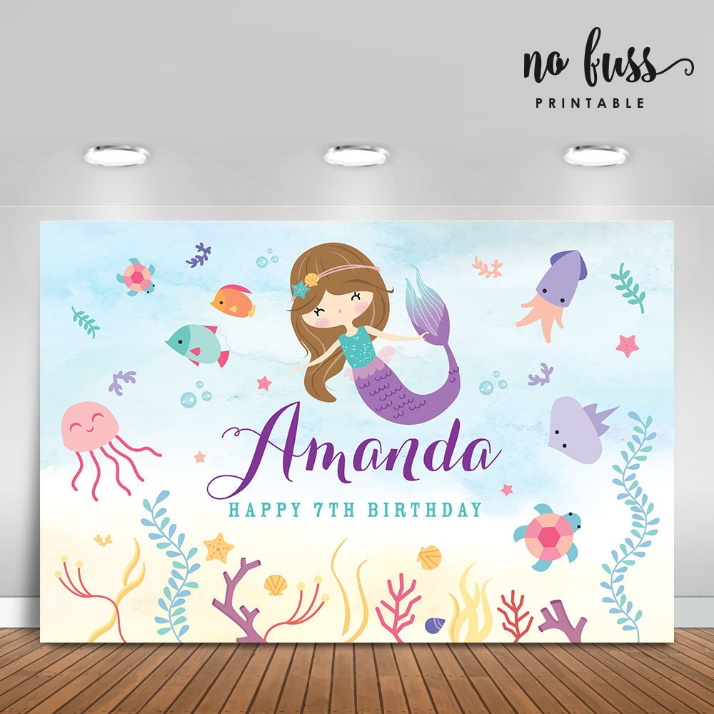Mermaid Backdrop Banner Poster Signage Personalised | Etsy