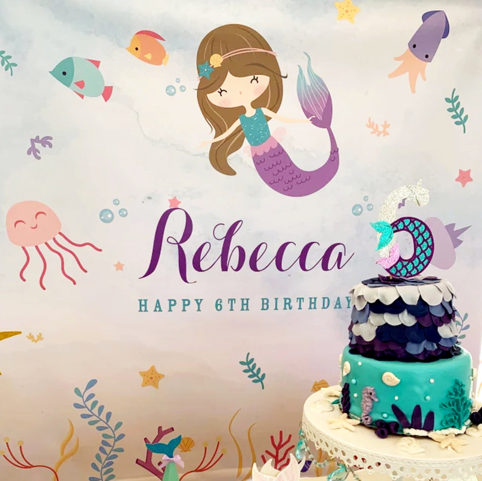 Mermaid Backdrop Banner Poster Signage Personalised - Etsy