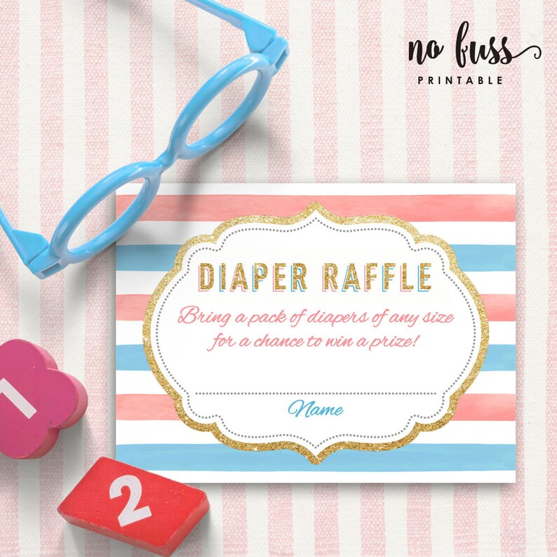 Gender Reveal Diaper Raffle Tickets Diaper Game Baby Etsy