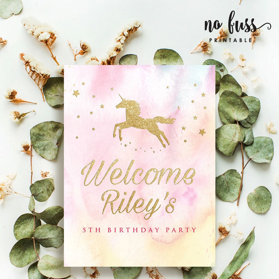Printable Welcome Sign Unicorn Party Welcome Sign Poster Signage ...