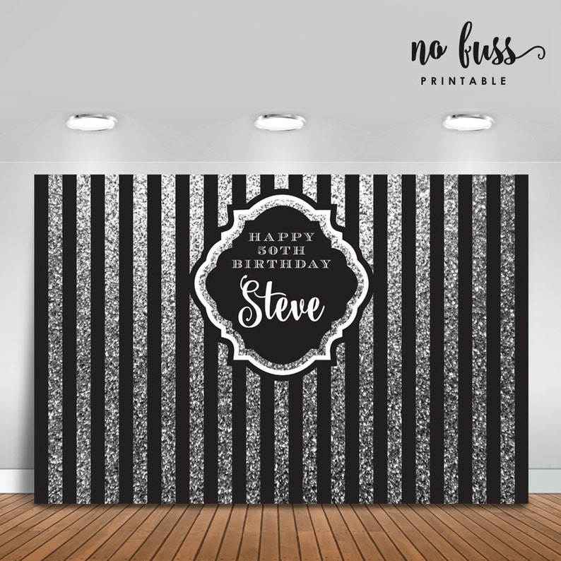 Black and Silver Backdrop Adults Party Banner Poster Etsy