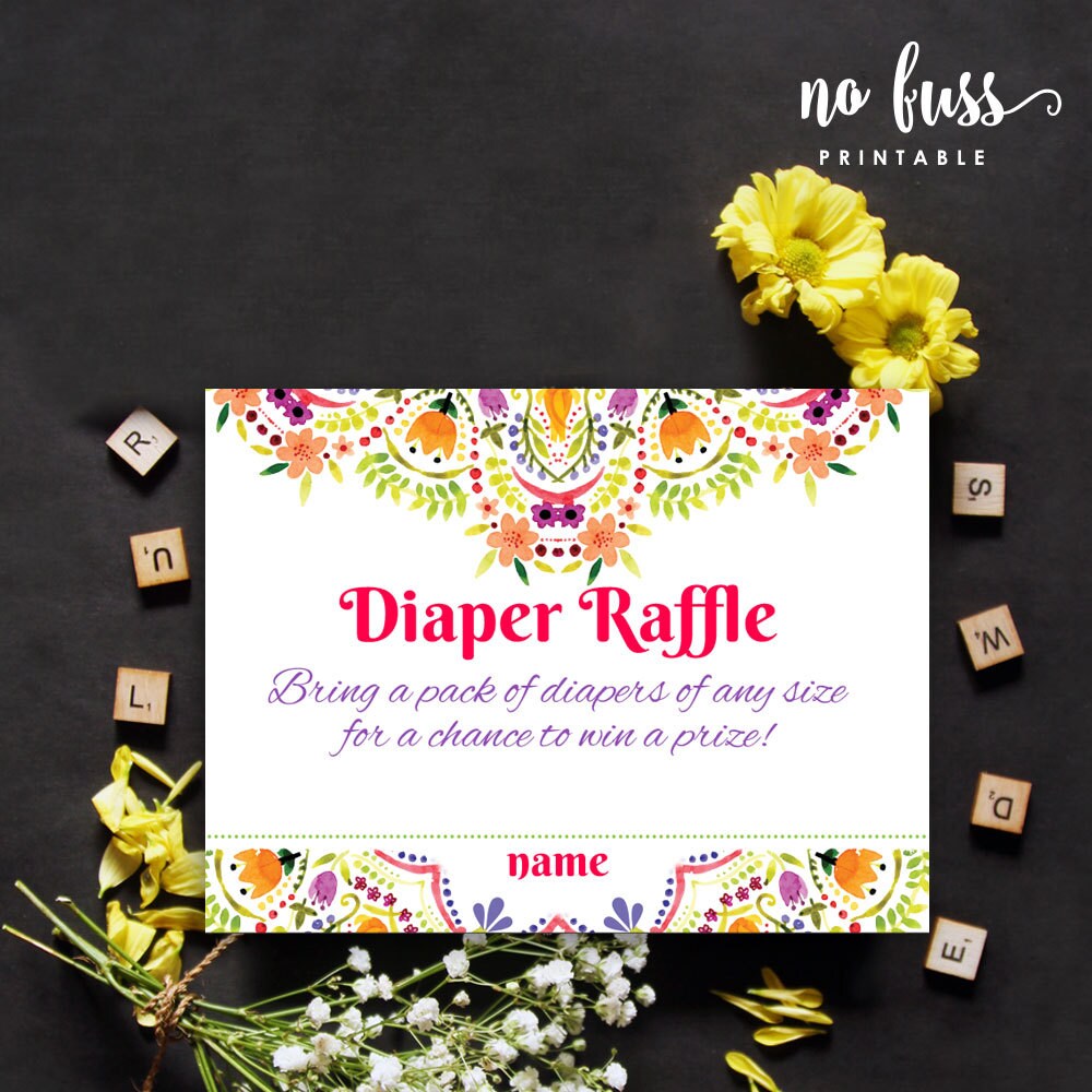 Fiesta Diaper Raffle Tickets Diaper Game Baby Diaper | Etsy
