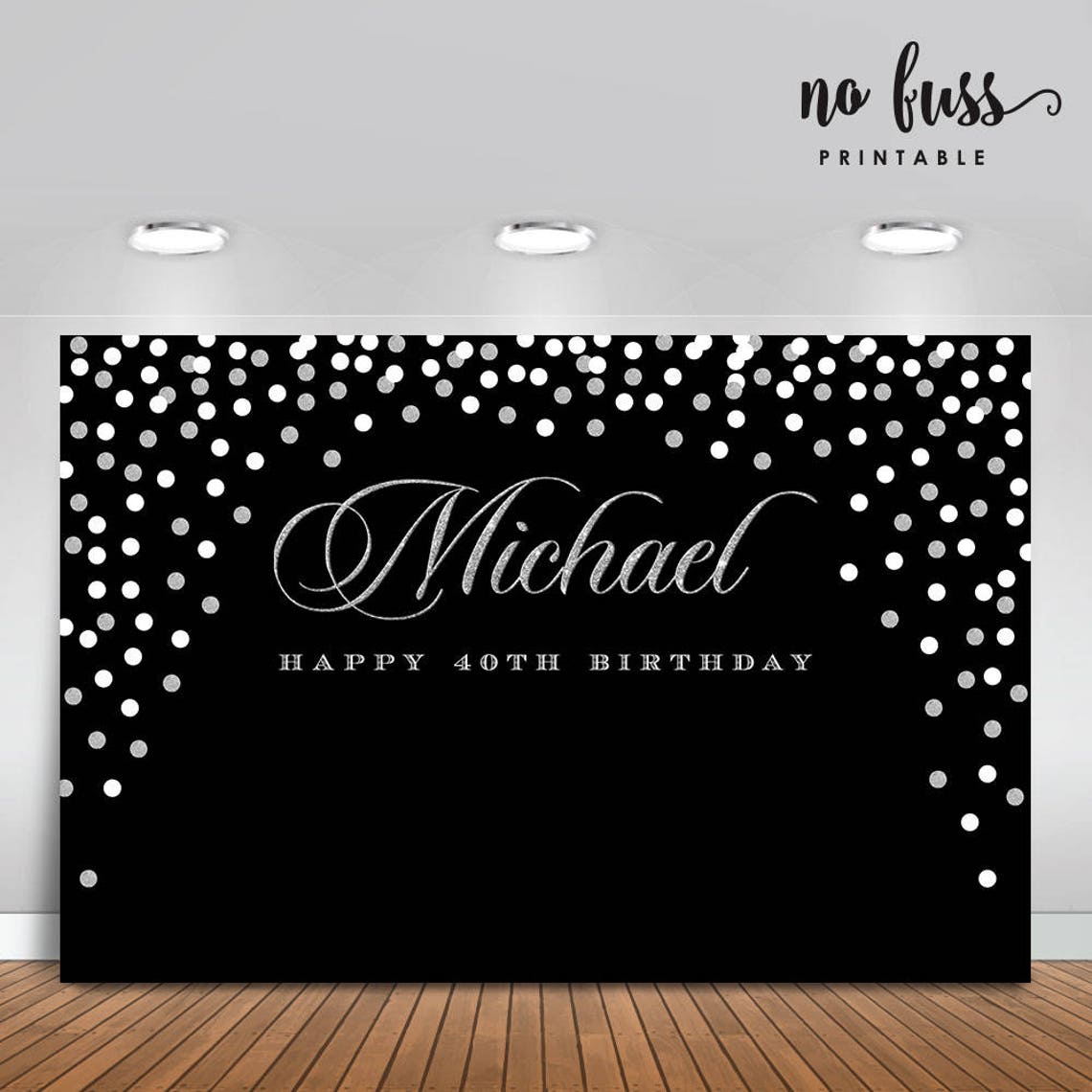 Black and Silver Backdrop Adults Party Banner Poster Etsy