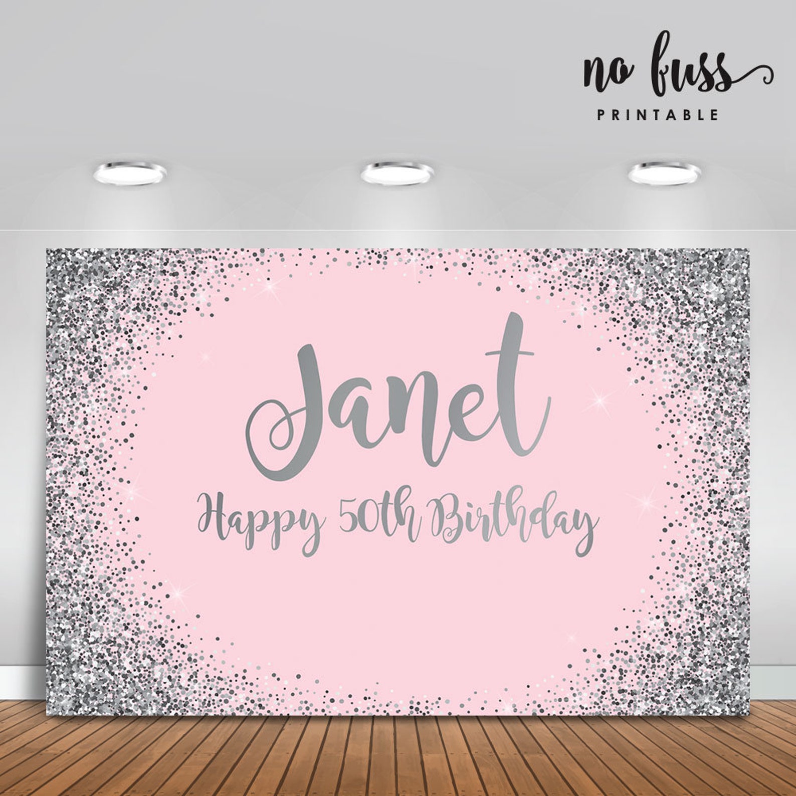 Pink and Silver Backdrop Adults Party Banner Poster Etsy