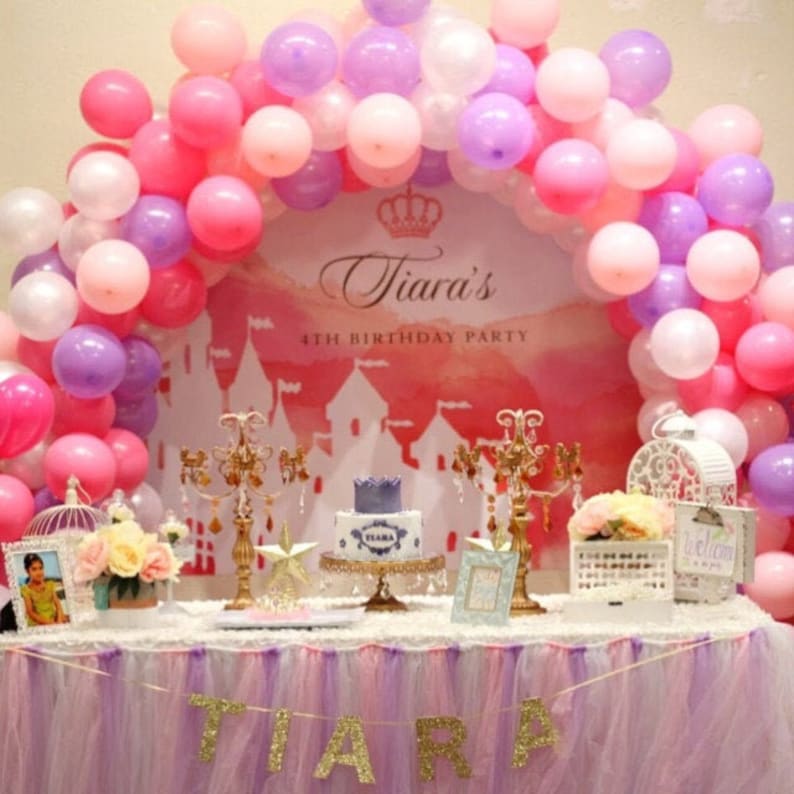 Pink Castle Backdrop Party Banner Poster Signage Personalised Printable ONLY Birthday Backdrop image 4