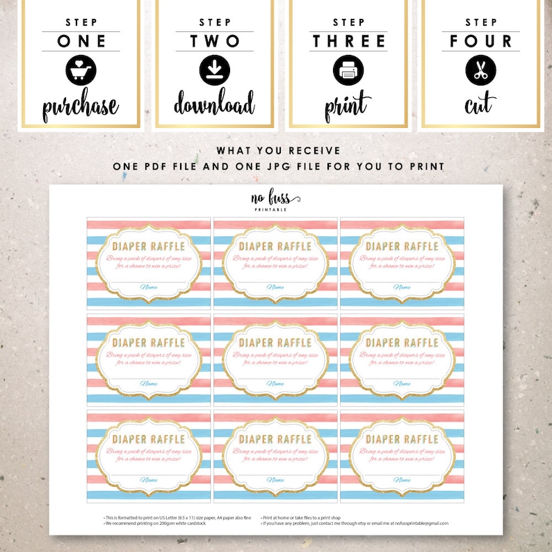 Gender Reveal Diaper Raffle Tickets Diaper Game Baby - Etsy
