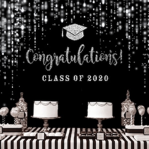 Black and Silver Backdrop | Graduation party | Poster | Signage | Personalised | Printable ONLY | Birthday Backdrop
