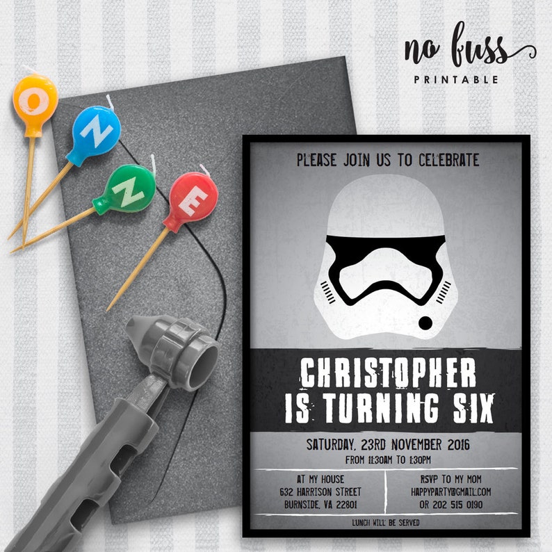 Stormtrooper Invitation Birthday 5x7 Editable PDF File - Etsy