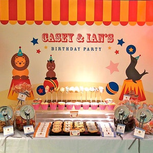 Animals Circus Carnival Big Top Backdrop | Printable Digital | Party Banner | Personalised | Custom | Birthday | Kid | Baby | Baby Shower