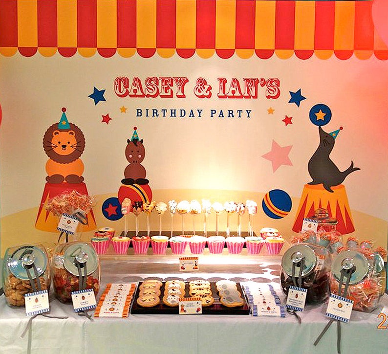 Circus Backdrop Birthday Backdrop Printable ONLY Poster Personalised Party Banner Signage