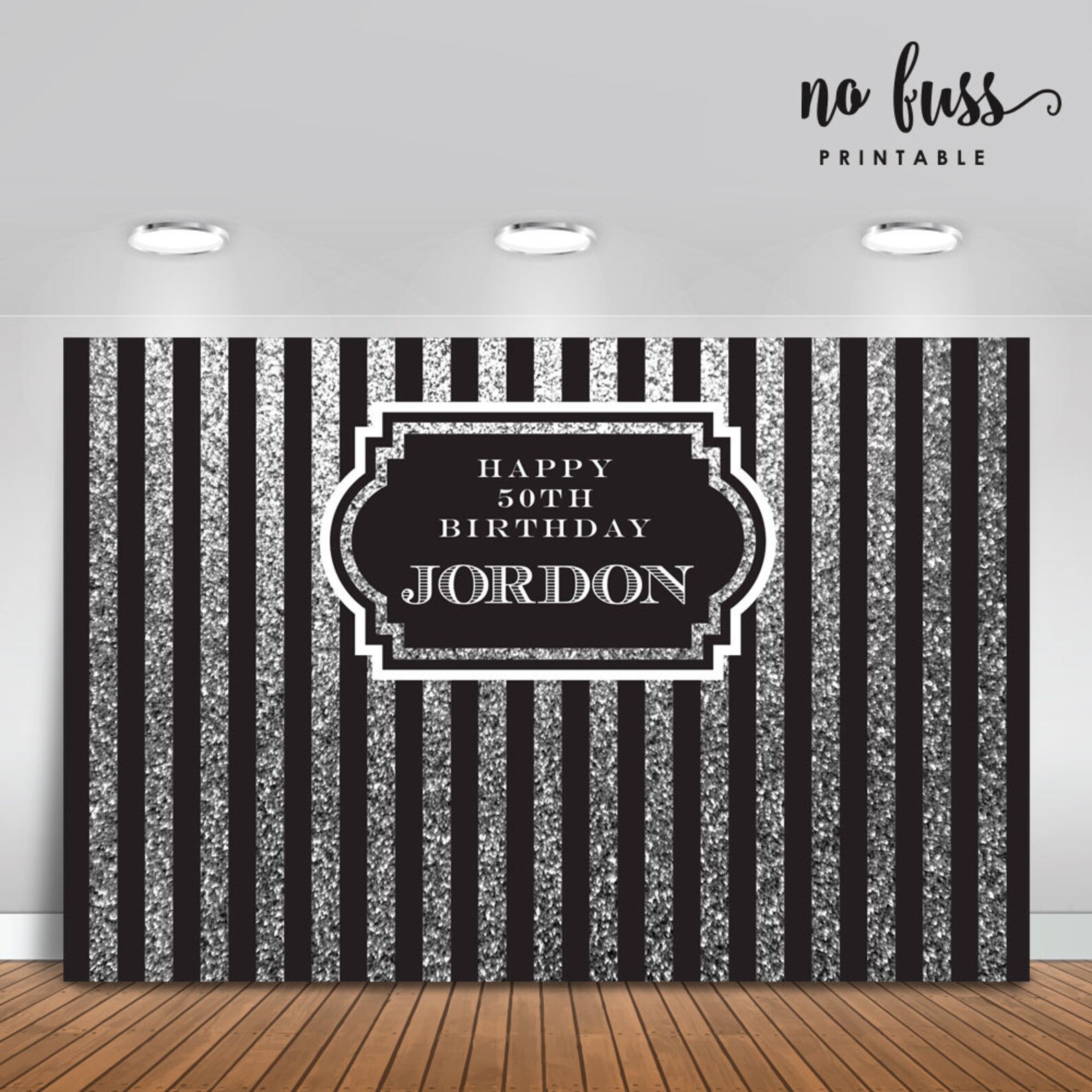 Silver and Black Backdrop Adults Party Banner Poster Etsy