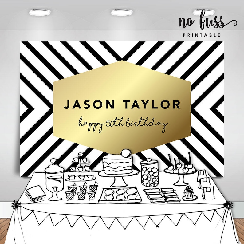 Black and White Backdrop Adults Party Banner Poster Etsy