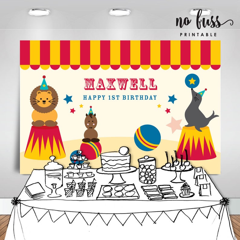 Circus Backdrop Birthday Backdrop Printable ONLY Poster Personalised Party Banner Signage