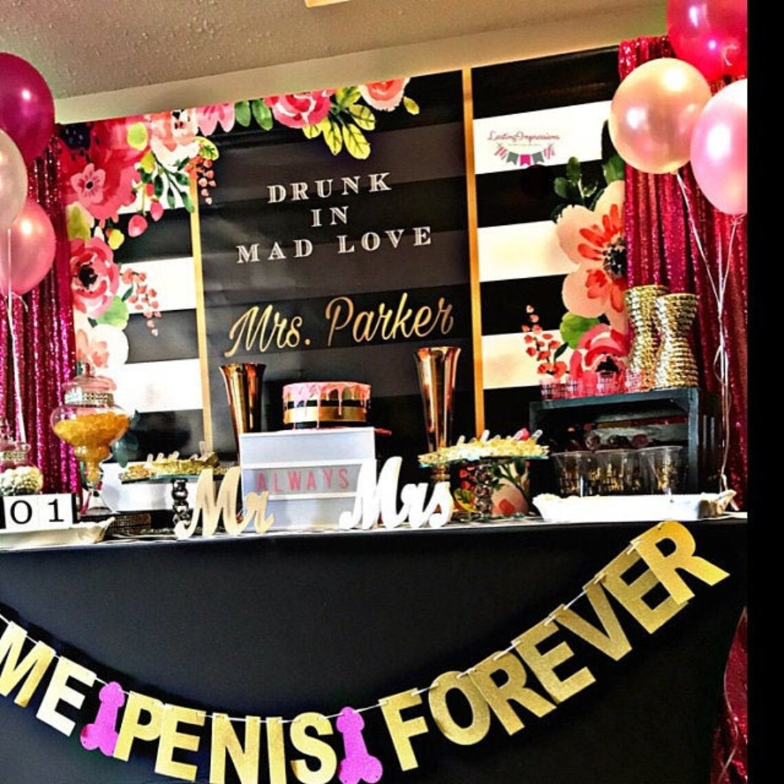 Black and White Flower Backdrop Adults Party Banner Poster Etsy